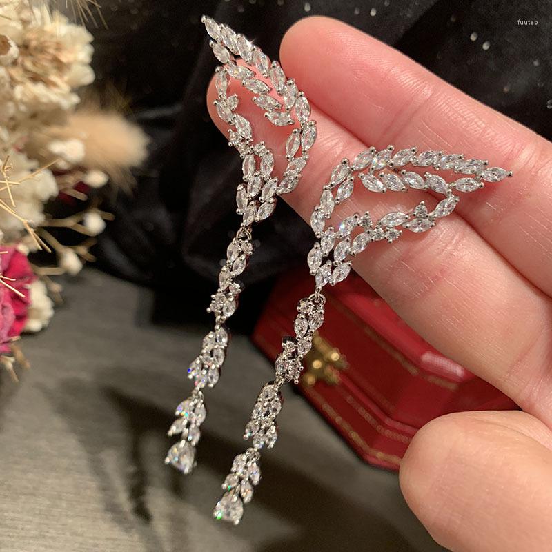 Dangle Earrings High Quality Zircon Bridal Wing Zirconia Wedding Drop Earring For Brides Accessories Women Birthday Gifts Jewelry
Dangle Earrings High Quality Zircon Bridal Wing Zirconia Wedding Drop Earring For Brides Accessories Women Birthday Gifts Jewelry