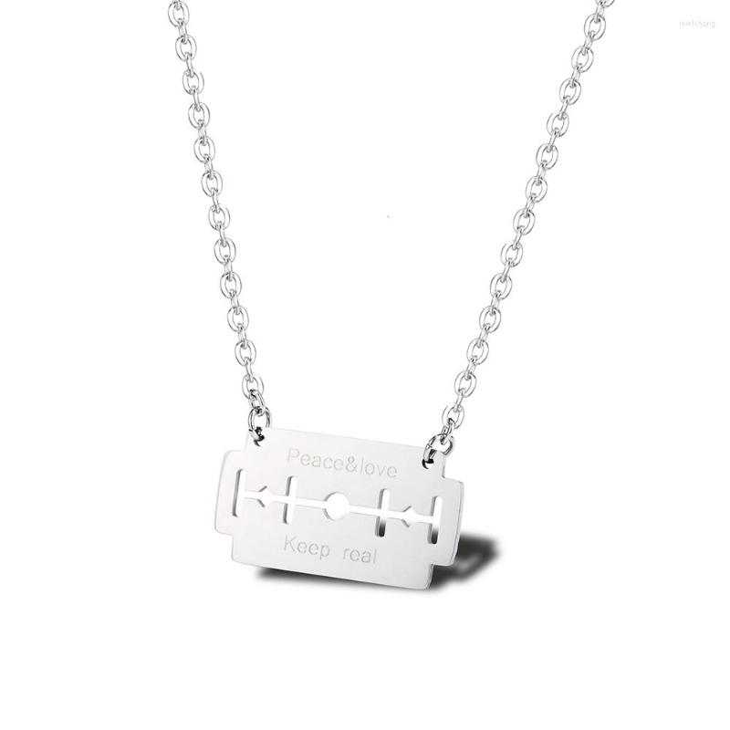 Pendant Necklaces Stainless Steel Minimalist Shaving Charm Necklace Peaceful Love Keeps Reality Exquisite Blade Punk Jewelry Accessories
Pendant Necklaces Stainless Steel Minimalist Shaving Charm Necklace Peaceful Love Keeps Reality Exquisite Blade Punk Jewelry Accessories