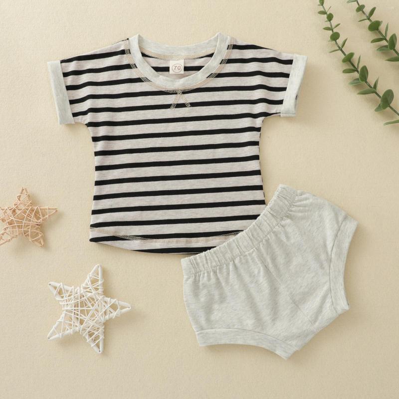 Clothing Sets Toddler Boys Short Sleeve Stripe Print T Shirt Tops And Shorts Child Kids 2PCS Outfits, White
Clothing Sets Toddler Boys Short Sleeve Stripe Print T Shirt Tops And Shorts Child Kids 2PCS Outfits, White