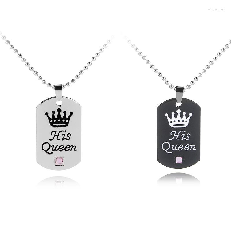 Pendant Necklaces Her King His Queen Necklace Engraved Letters Black Dog Label Couple Valentine Stainless Steel Jewelry
Pendant Necklaces Her King His Queen Necklace Engraved Letters Black Dog Label Couple Valentine Stainless Steel Jewelry