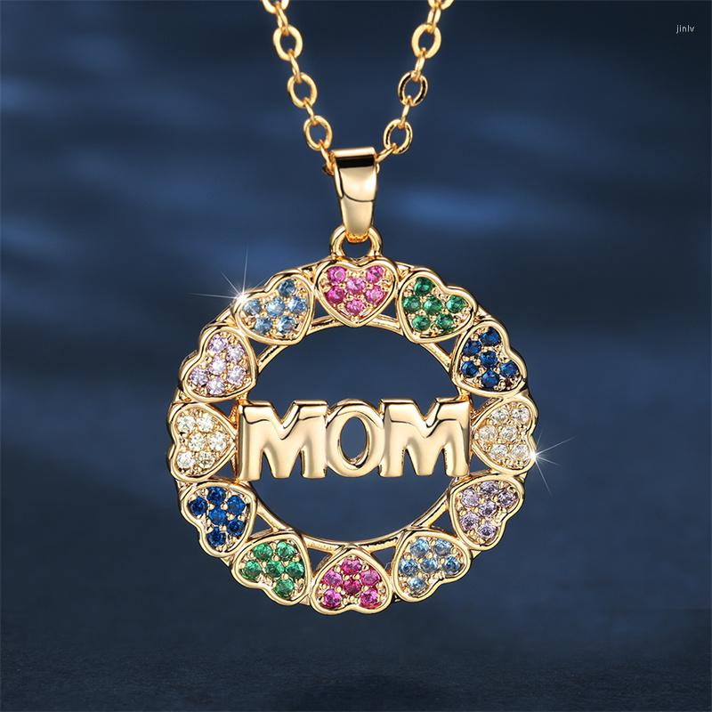 Pendant Necklaces Luxury Female Mom Love Heart Necklace Yellow Gold Color Chain Charm Rainbow Zircon Wedding For Women
Pendant Necklaces Luxury Female Mom Love Heart Necklace Yellow Gold Color Chain Charm Rainbow Zircon Wedding For Women