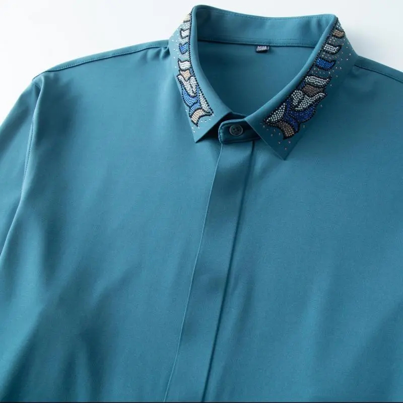 New Waves Gradient Drill Collar Mens Shirts Luxury Long Sleeve Four Seasons Casual Mens Dress Shirts Slim Fit Man Shirts 4XL, Light blue
New Waves Gradient Drill Collar Mens Shirts Luxury Long Sleeve Four Seasons Casual Mens Dress Shirts Slim Fit Man Shirts 4XL, Light blue