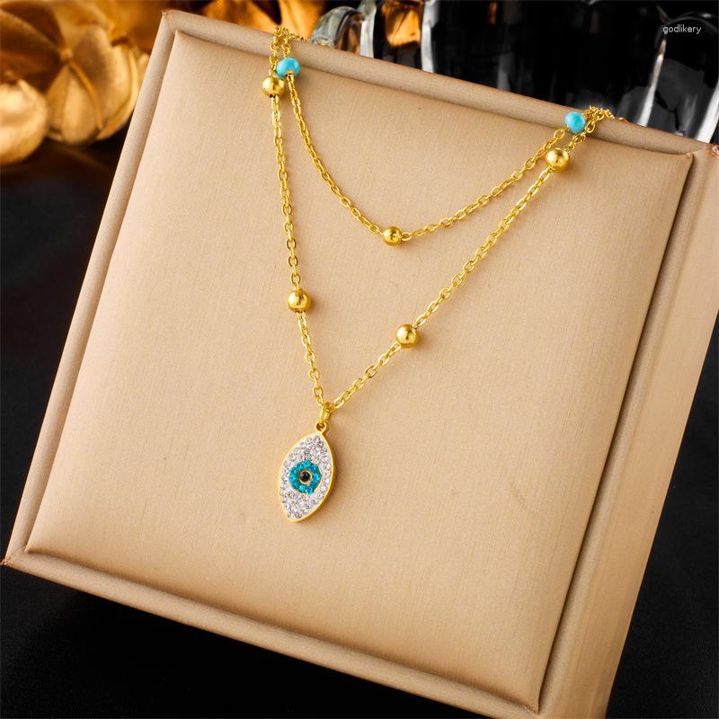 Pendant Necklaces 316L Stainless Steel Multilayer Zircon Eye Necklace For Women Girl Trend Clavicle Chain Jewelry Gift Party
Pendant Necklaces 316L Stainless Steel Multilayer Zircon Eye Necklace For Women Girl Trend Clavicle Chain Jewelry Gift Party