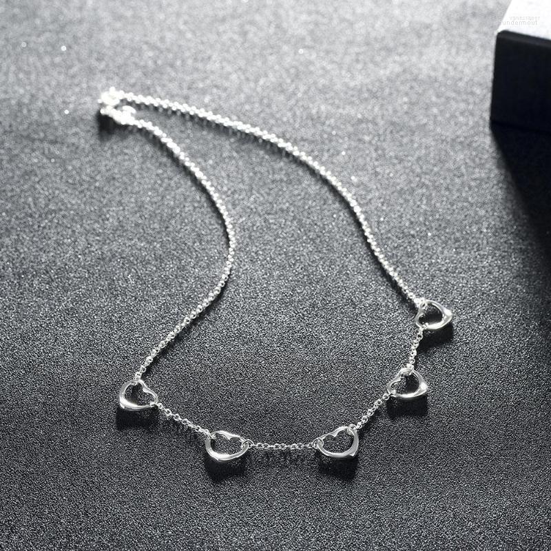 Chains 925 Sterling Silver 18 Inch 5 Heart Pendant Link Chain Necklace For Woman Fashion Wedding Statement Jewelry Gift
Chains 925 Sterling Silver 18 Inch 5 Heart Pendant Link Chain Necklace For Woman Fashion Wedding Statement Jewelry Gift