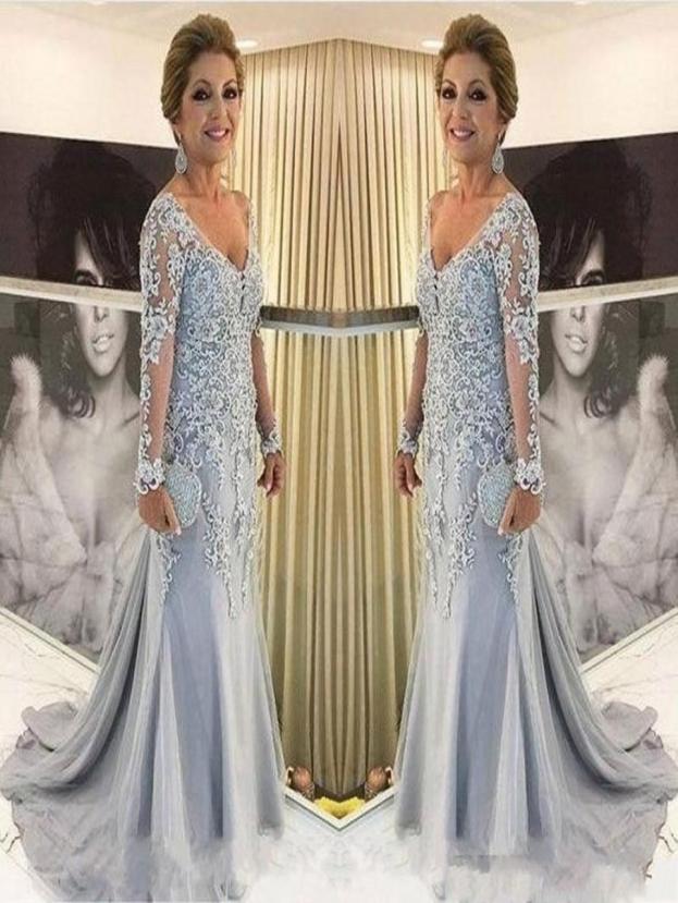 Sky Blue Mermaid Plus Size Mother Of The Bride Dresses V Neck Long Sleeves Lace Appliques Tulle Beads Sweep Train Party Evening Go4054089
Sky Blue Mermaid Plus Size Mother Of The Bride Dresses V Neck Long Sleeves Lace Appliques Tulle Beads Sweep Train Party Evening Go4054089
