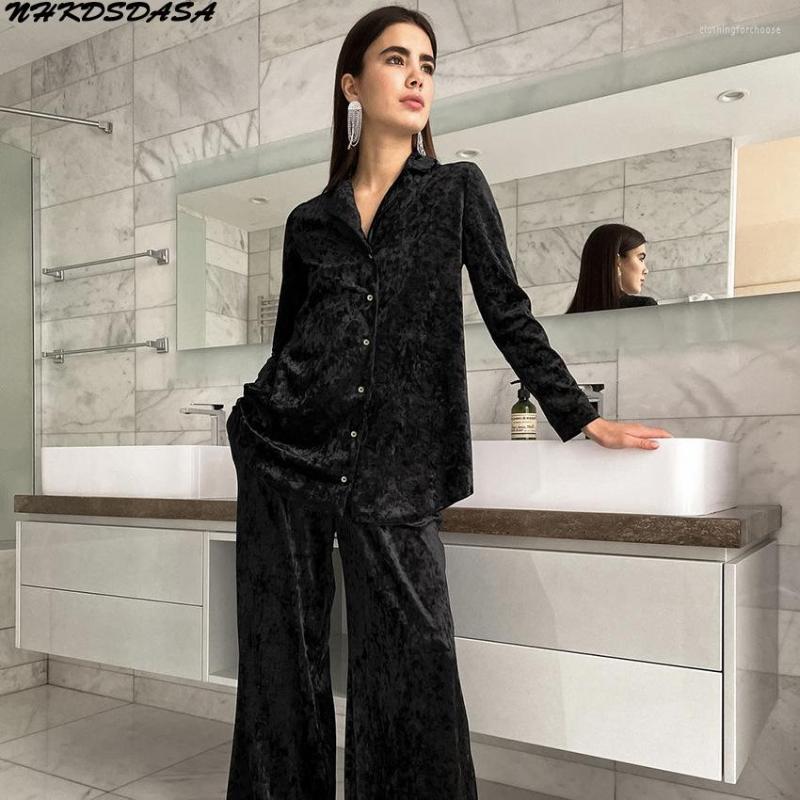 Women's Sleepwear NHKDSASA Pajamas Female Winter Home Clothes Black Long Sleeve 2 Piece Sets Women Loose Trouser Suits Autumn Casual
Women's Sleepwear NHKDSASA Pajamas Female Winter Home Clothes Black Long Sleeve 2 Piece Sets Women Loose Trouser Suits Autumn Casual