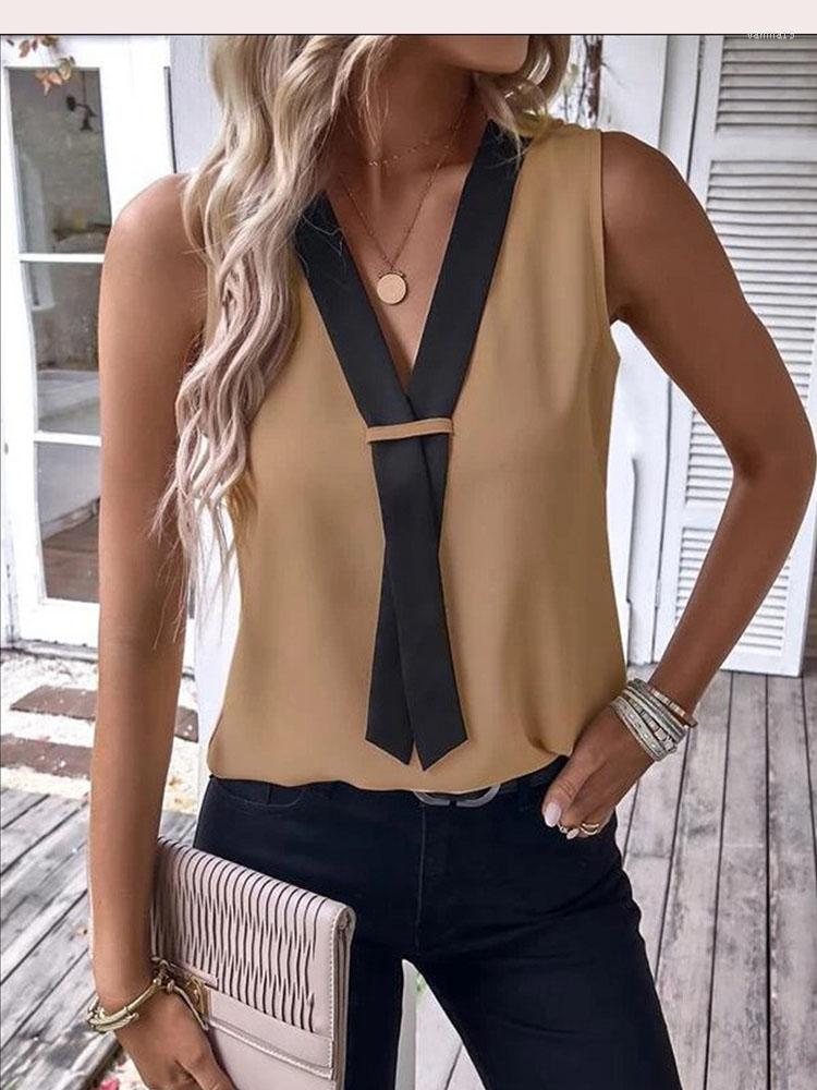 Women' Blouses Sexy V-neck Women Blouse Summer Fashion Sleeveless Solid Tops Shirt Elegant Office Female Casual Holiday Top Shirts, Khaki
Women' Blouses Sexy V-neck Women Blouse Summer Fashion Sleeveless Solid Tops Shirt Elegant Office Female Casual Holiday Top Shirts, Khaki