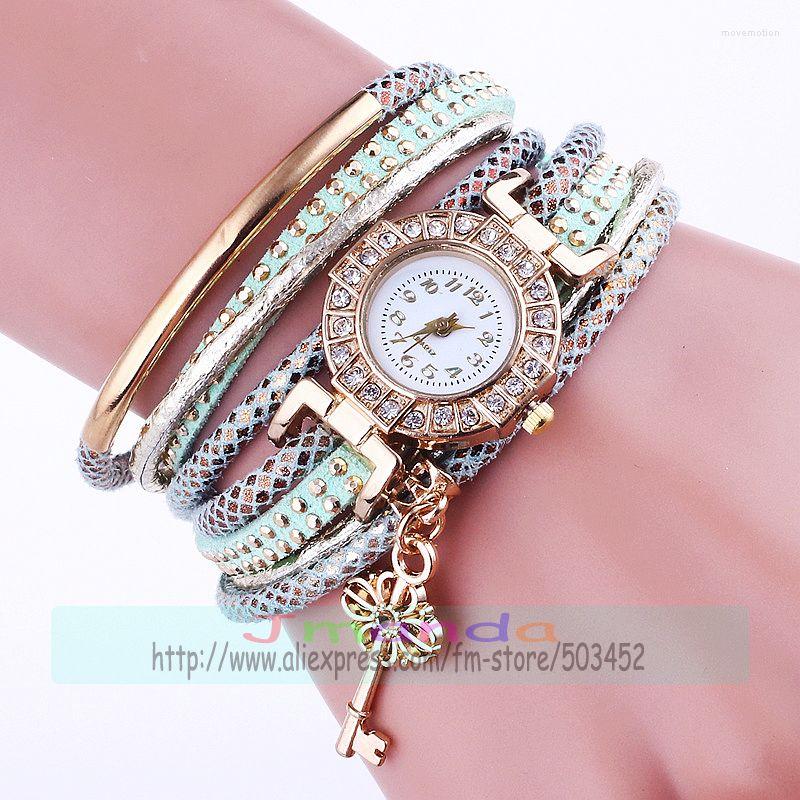 Wristwatches 100pcs/lot 918568 Wrap Around Lady Watch Fashion Leather For Women Key Pendant Quartz Elegance, Mint green
Wristwatches 100pcs/lot 918568 Wrap Around Lady Watch Fashion Leather For Women Key Pendant Quartz Elegance, Mint green