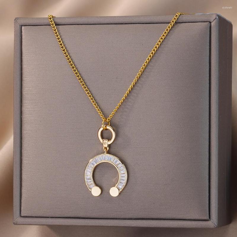 Pendant Necklaces Zircon Moon For Women Gold Color Stainless Steel Cuban Chain Necklace Female Fashion Neck Jewelry 2023 Gift
Pendant Necklaces Zircon Moon For Women Gold Color Stainless Steel Cuban Chain Necklace Female Fashion Neck Jewelry 2023 Gift