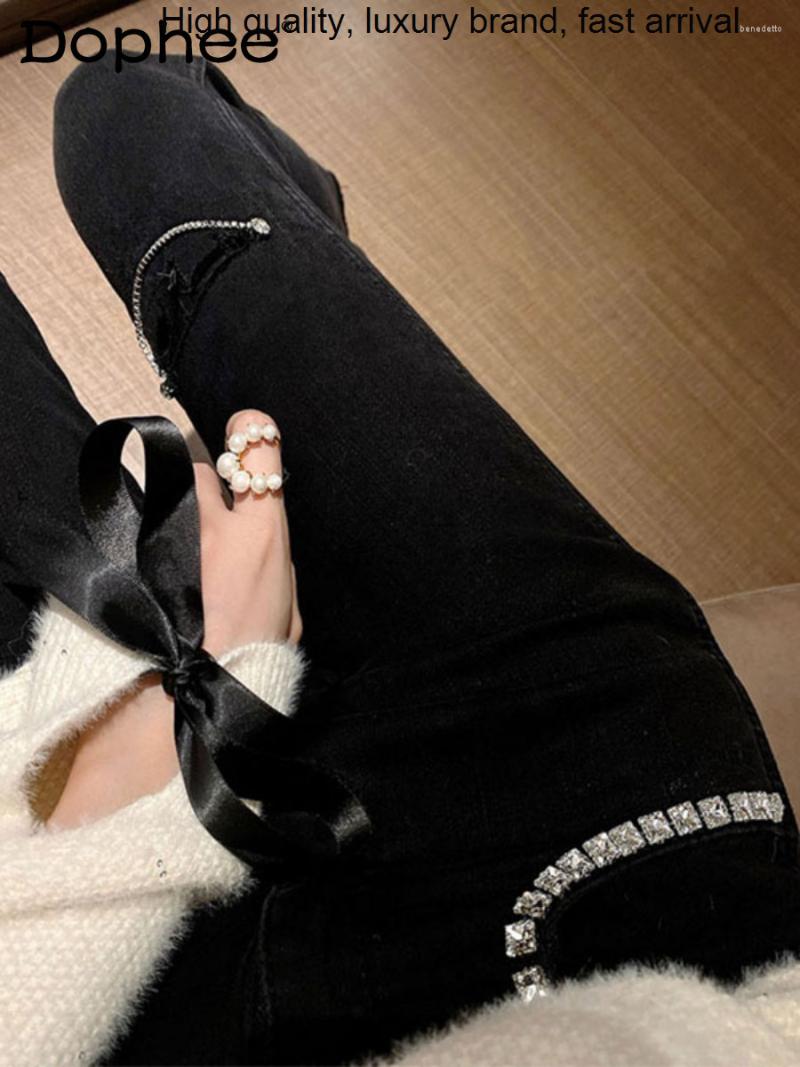 Women' Jeans Winter Trend Autumn All-Match Rhinestone Chain Black Ankle-Length Cigarette Denim Pants Stretch Slim For Women High Street
Women' Jeans Winter Trend Autumn All-Match Rhinestone Chain Black Ankle-Length Cigarette Denim Pants Stretch Slim For Women High Street