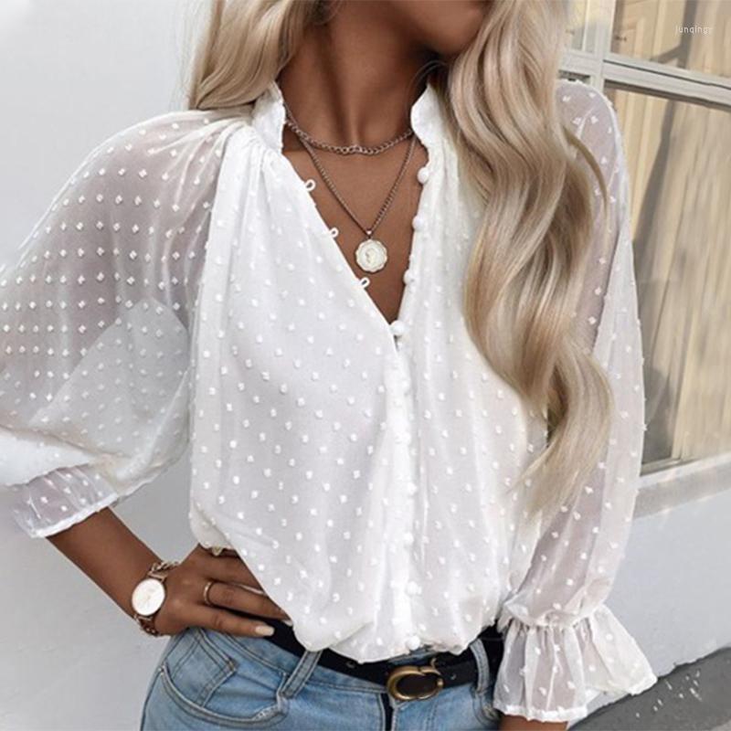 Women' Blouses Spring Autumn Chiffon Elegant Polka Dot Print Women V Neck Button Hollow Out Top Pullover Casual Long Sleeve Shirt Y2K, White
Women' Blouses Spring Autumn Chiffon Elegant Polka Dot Print Women V Neck Button Hollow Out Top Pullover Casual Long Sleeve Shirt Y2K, White
