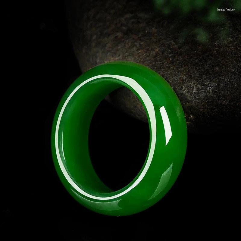 

Cluster Rings Natural Green Jade Stone Ring Chinese Hand-Carved Jadeite Fashion Charm Jewellery Accessories Amulet For Men Women Lucky Gifts