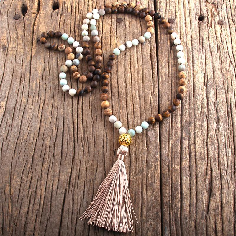 Pendant Necklaces RH Fashion Bohemian Jewelry108 Beads Mala Semi Precious Stones Knotted Metal Ball Links Tassel For Women Boho Necklace
Pendant Necklaces RH Fashion Bohemian Jewelry108 Beads Mala Semi Precious Stones Knotted Metal Ball Links Tassel For Women Boho Necklace