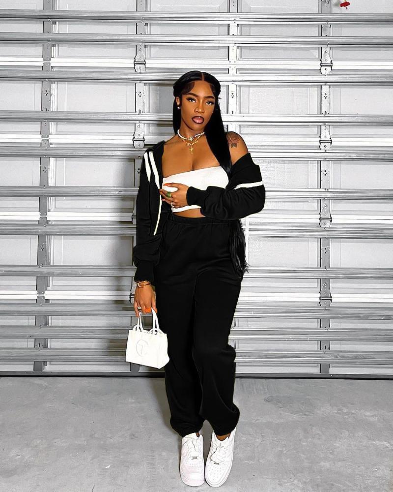 Women' Two Piece Pants 2023 Pure Color Of Street Personality Fashionable Style Autumn Winter Recreational Movement Two-Piece Set, Black
Women' Two Piece Pants 2023 Pure Color Of Street Personality Fashionable Style Autumn Winter Recreational Movement Two-Piece Set, Black