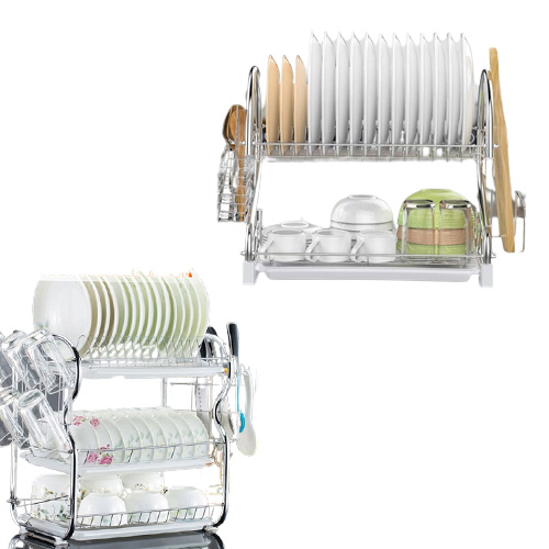 23 Tiers Dish Drying Rack Kitchen Washing Holder Basket Plated Iron Kitchen Knife Sink Dish Drainer Drying Rack Organizer Shelf T8995497