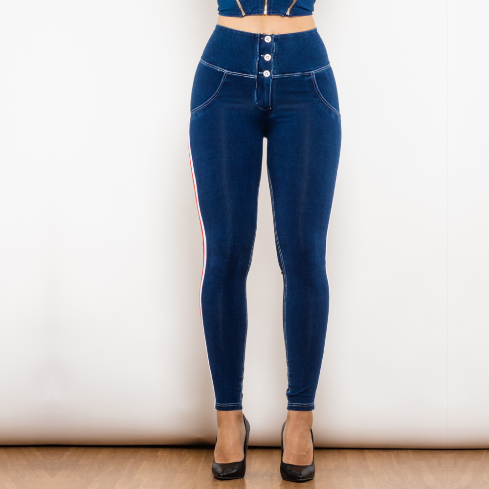 Shascullfites Melody Seam Hug Jeans Stretch Skinny Jeans With White&Red Stripe Side Scrunch Bum Jeggings High Waist Jeans, Blue
Shascullfites Melody Seam Hug Jeans Stretch Skinny Jeans With White&Red Stripe Side Scrunch Bum Jeggings High Waist Jeans, Blue