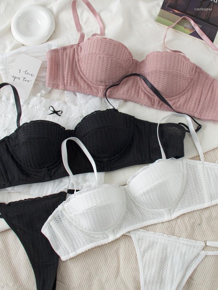 Bras Sets Simple Cute Candy Color Bralette Sexy Half-cup Thin Section With Steel Ring Underwear Set Bra Big Breasts Show Small Lingerie, As picture show
Bras Sets Simple Cute Candy Color Bralette Sexy Half-cup Thin Section With Steel Ring Underwear Set Bra Big Breasts Show Small Lingerie, As picture show