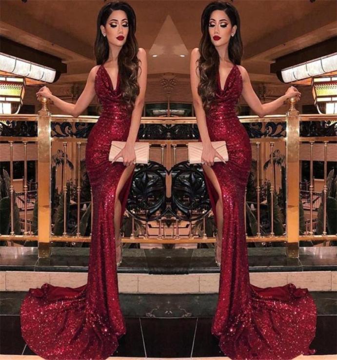 2019 Burgundy V Neck Sequins Mermaid Prom Dresses Sexy High Slits Vestidos De Fiesta Sweep Train Formal Long Evening Party Prom Go8477965, Sage
2019 Burgundy V Neck Sequins Mermaid Prom Dresses Sexy High Slits Vestidos De Fiesta Sweep Train Formal Long Evening Party Prom Go8477965, Sage
