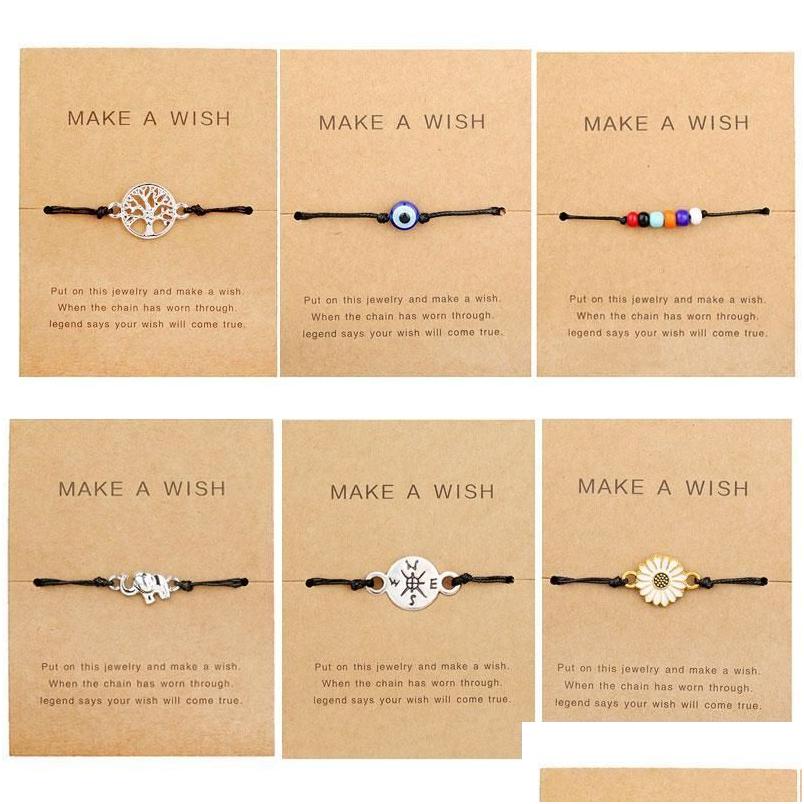 Charm Bracelets Make A Wish Paper Card Adjustable Bracelet Turtle Elephant Tree Map Flower Handmade Woven Simple Fashion W Drop Deli Dhqlx
Charm Bracelets Make A Wish Paper Card Adjustable Bracelet Turtle Elephant Tree Map Flower Handmade Woven Simple Fashion W Drop Deli Dhqlx