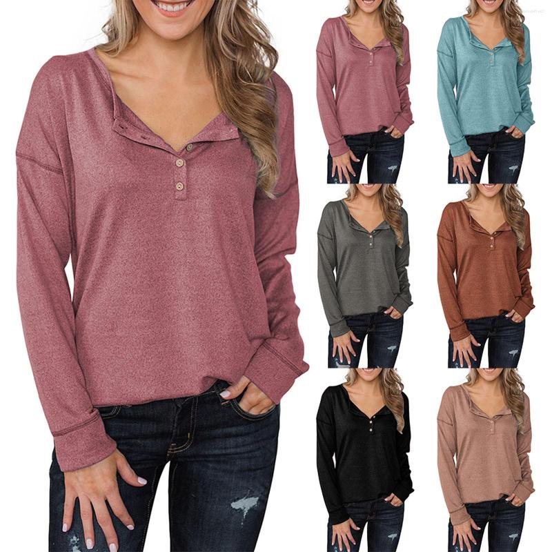 Women' T Shirts Women' Solid Color Casual Round Neck Button Long Sleeve Shirt, Black
Women' T Shirts Women' Solid Color Casual Round Neck Button Long Sleeve Shirt, Black