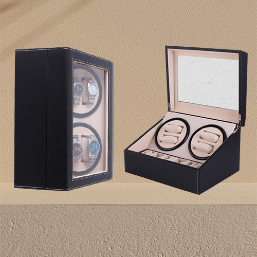 Automatic Mechanical Watch Winders Black PU Leather Storage Box Collection Watch Display Jewelry US plug Winder Box