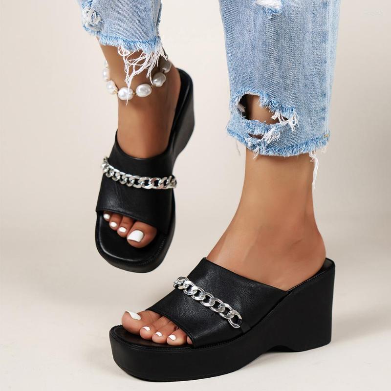 Sandals Sorphio 2023 Brand Women's Platform Wegdes Slip-on Metal Chain Decoration Open Toed Summer Fashion Comfy Lady Shoes, Black
Sandals Sorphio 2023 Brand Women's Platform Wegdes Slip-on Metal Chain Decoration Open Toed Summer Fashion Comfy Lady Shoes, Black