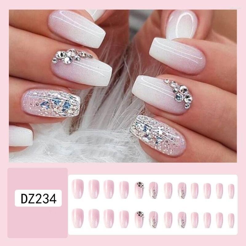False Nails 24pcs Fake Summer Lotus Root Pink Fingernails Gradual Change Pure Desire Glitter French Nail, Picture shown
False Nails 24pcs Fake Summer Lotus Root Pink Fingernails Gradual Change Pure Desire Glitter French Nail, Picture shown