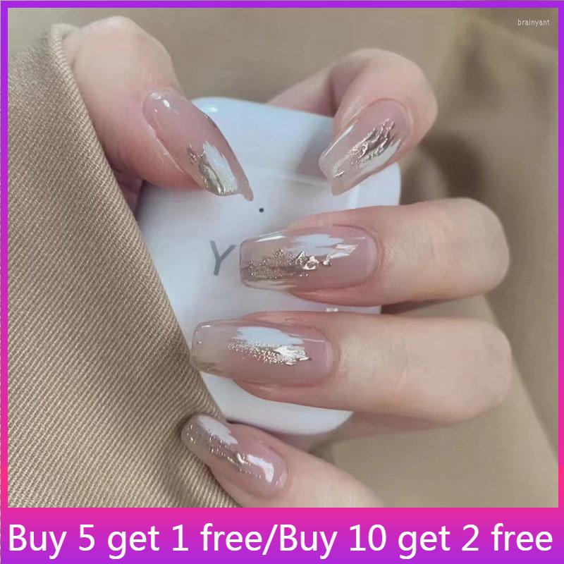 False Nails 24Pcs/Box Detachable Coffin Long Ballerina Full Cover Wearable French Gold Dust Fake With Glue, R482
False Nails 24Pcs/Box Detachable Coffin Long Ballerina Full Cover Wearable French Gold Dust Fake With Glue, R482