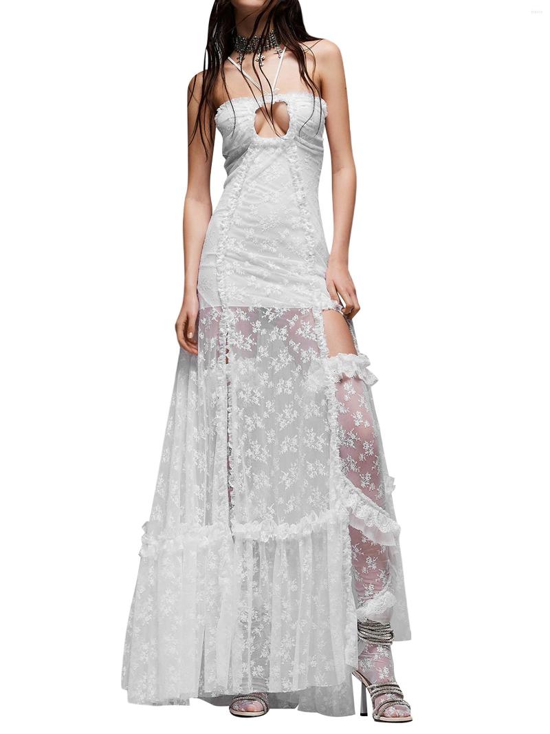 Casual Dresses Elegant Mesh Stitching Halter Neck Slit Dress - Women Summer A-line Long With Sleeveless Backless Design Perfect For, White
Casual Dresses Elegant Mesh Stitching Halter Neck Slit Dress - Women Summer A-line Long With Sleeveless Backless Design Perfect For, White