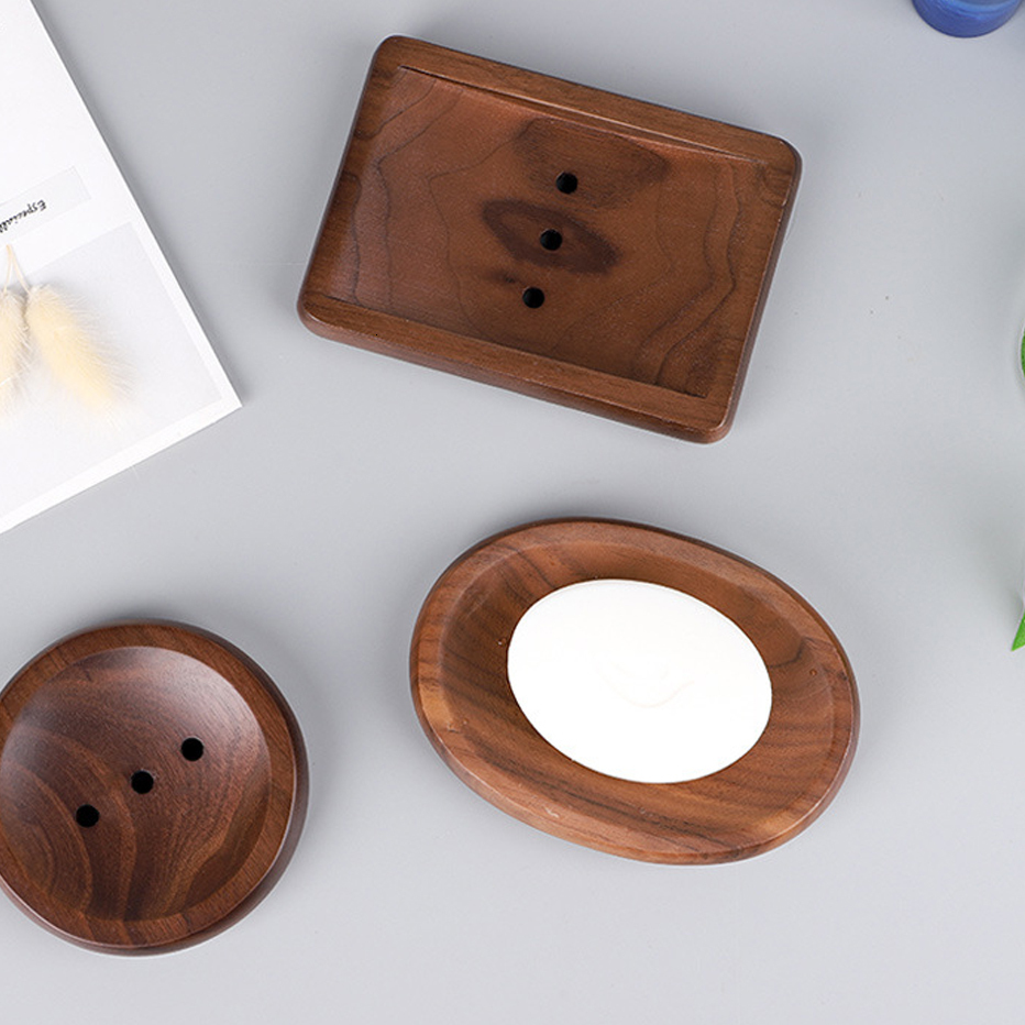 Soap Dishes Bathroom Soap Box Walnut Wooden Log Soap Holder Handmade Soap Dish Mildew Drain Soap Tray Bath Shower Soap Organizer 230629