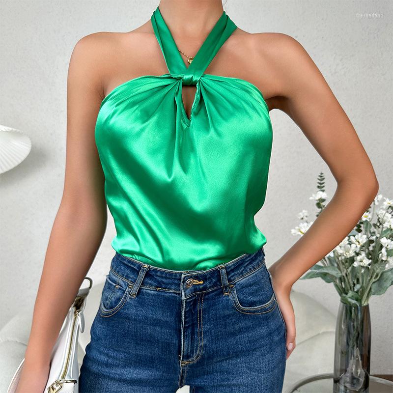 Women's Tanks EBAIHUI Clothing Hanging Neck Lace Up Jade Green Satin Micro Elastic Tank Sling Spandex Loose Sexy Spicy Girl Tops, Emerald green top
Women's Tanks EBAIHUI Clothing Hanging Neck Lace Up Jade Green Satin Micro Elastic Tank Sling Spandex Loose Sexy Spicy Girl Tops, Emerald green top