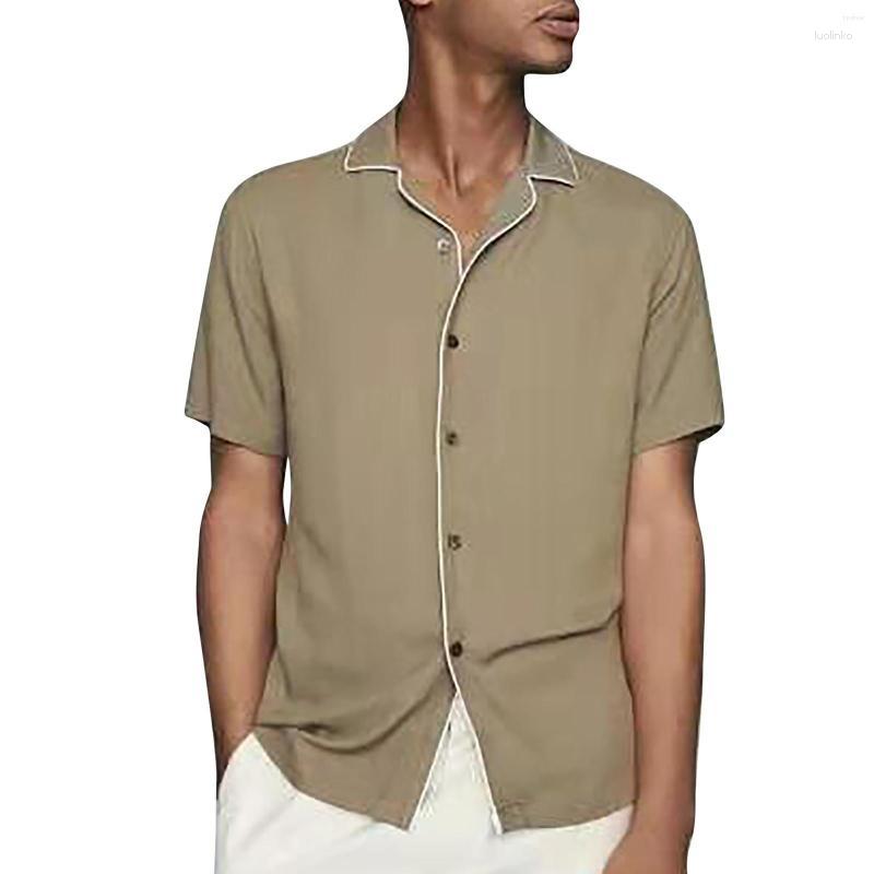 Men's Casual Shirts Men's Oversized Black Tops Men Lapel Color Edge Short-sleeved Shirt Men's Summer Solid Sport Collar Tunic, Khaki
Men's Casual Shirts Men's Oversized Black Tops Men Lapel Color Edge Short-sleeved Shirt Men's Summer Solid Sport Collar Tunic, Khaki