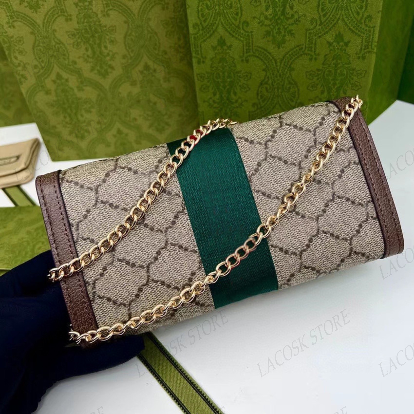 Woman Chain Wallet Luxury Standard Small Wallets Girls Shoulder Purses Bag Gold Letter Classic Crossbody Notecase with Box, Brown 
Woman Chain Wallet Luxury Standard Small Wallets Girls Shoulder Purses Bag Gold Letter Classic Crossbody Notecase with Box, Brown