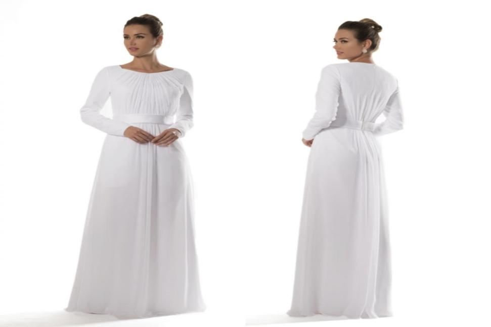 White Chiffon Temple Modest Bridesmaid Dresses With Long Sleeves Brides Informal Reception Dresses Aline Floor Length New Custom 5118276
White Chiffon Temple Modest Bridesmaid Dresses With Long Sleeves Brides Informal Reception Dresses Aline Floor Length New Custom 5118276