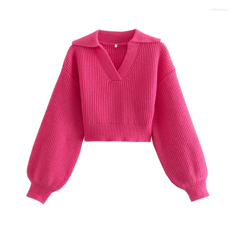 Women' Sweaters Women Polo Neck Sweater Elegant Vintage Lapel Knitted Crop Tops Autumn Pullover Harajuku Chic V Jumpers Feamle Clothes, Rose red
Women' Sweaters Women Polo Neck Sweater Elegant Vintage Lapel Knitted Crop Tops Autumn Pullover Harajuku Chic V Jumpers Feamle Clothes, Rose red