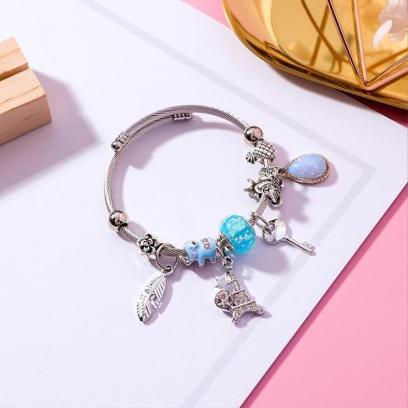 Charm Bracelets Fashion Stainless Steel Bracelet Japanese And Korean Women DIY Leaf Drop Pendant Beaded Crystal
Charm Bracelets Fashion Stainless Steel Bracelet Japanese And Korean Women DIY Leaf Drop Pendant Beaded Crystal