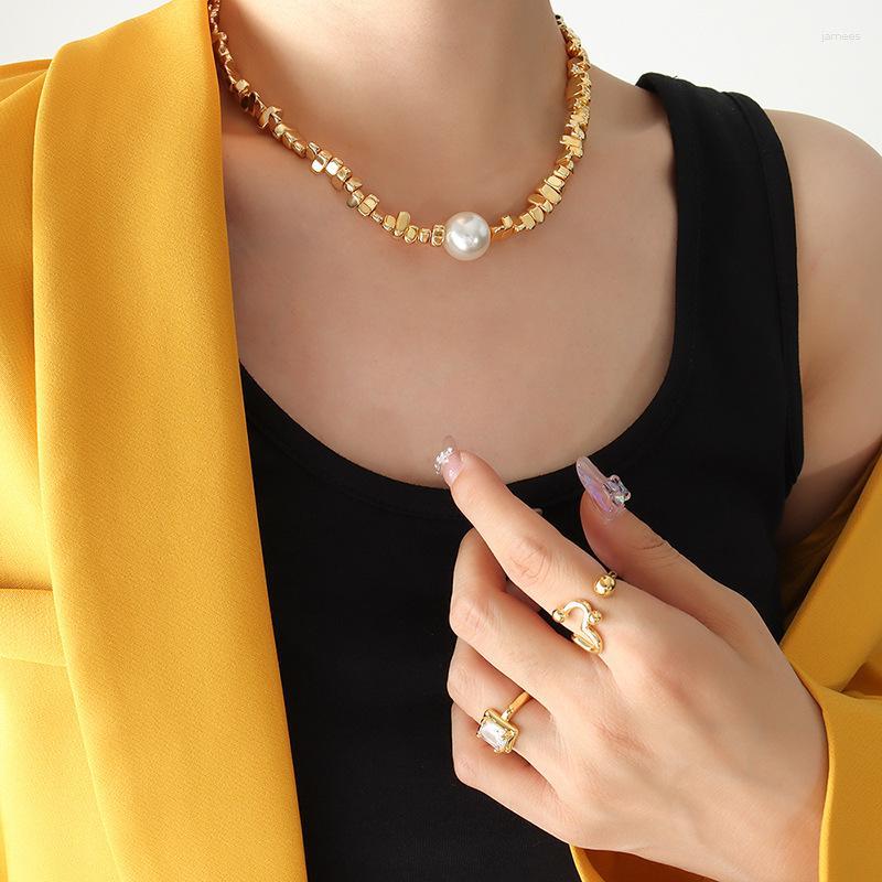 Chains French Unique Mineral Pendant Imitation Pearl Necklace