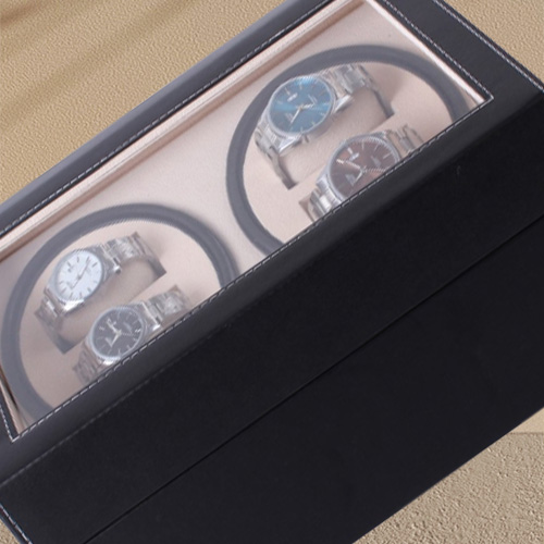 Automatic Mechanical Watch Winders Black PU Leather Storage Box Collection Watch Display Jewelry US plug Winder Box