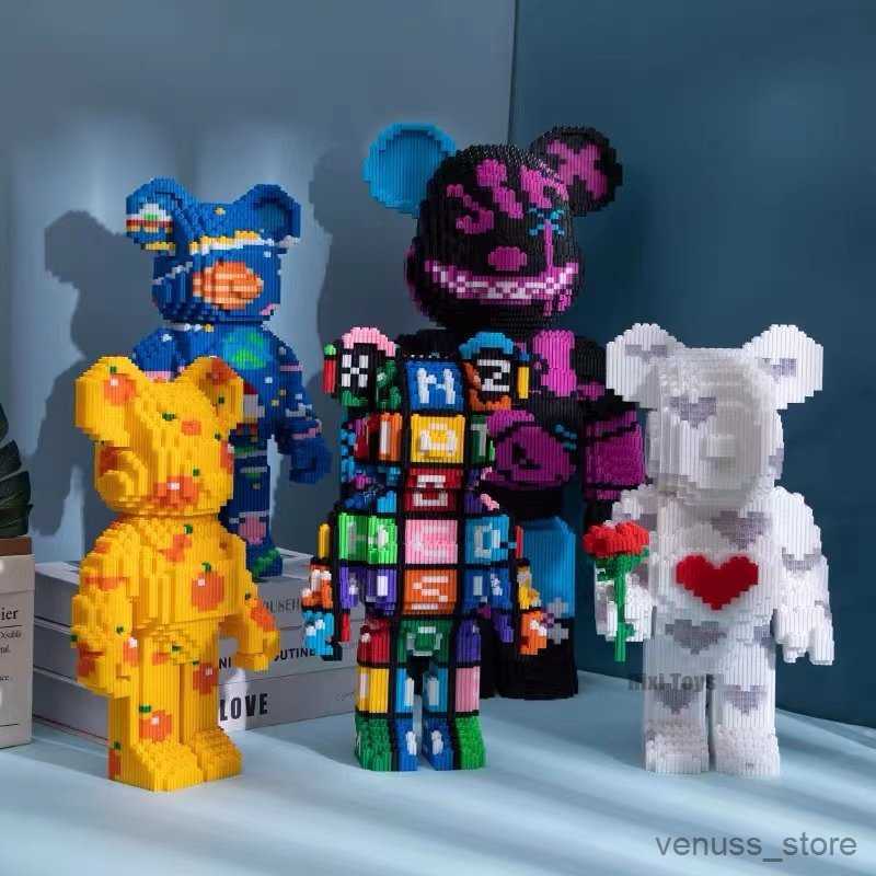 Free shipping Half Anatomy Bear Building Blocks Cartoon Colour With Drawer Model Creative Micro Dia Toys For Children Gifts