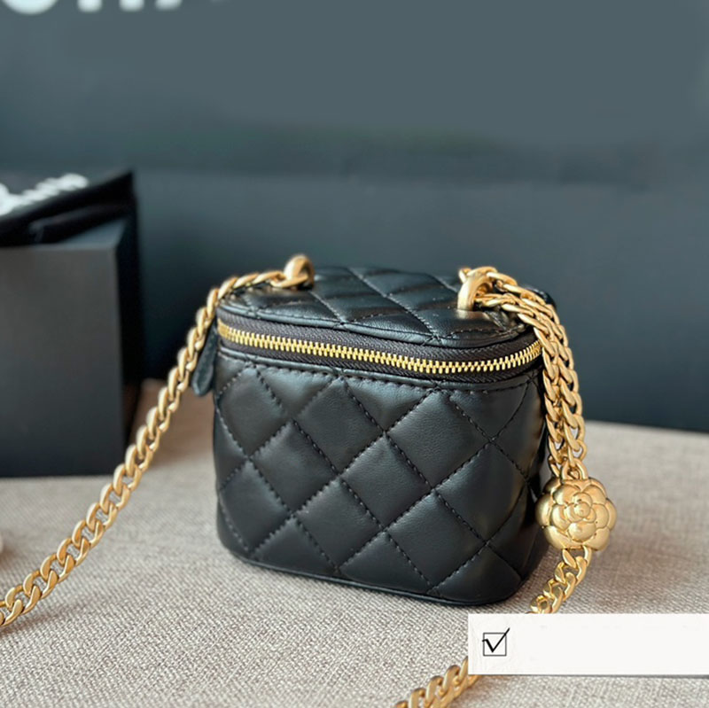 Women Designer Vanity Box Bag with Camellia Adjustable Buckle Mirror Gold Chain Real Leather Lovely Mini Cosmetic Case Cross body Shoulder Handbag Purse 10x9cm, Black
Women Designer Vanity Box Bag with Camellia Adjustable Buckle Mirror Gold Chain Real Leather Lovely Mini Cosmetic Case Cross body Shoulder Handbag Purse 10x9cm, Black
