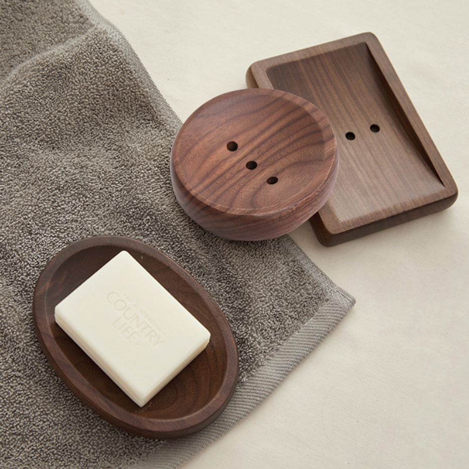 Soap Dishes Bathroom Soap Box Walnut Wooden Log Soap Holder Handmade Soap Dish Mildew Drain Soap Tray Bath Shower Soap Organizer 230629