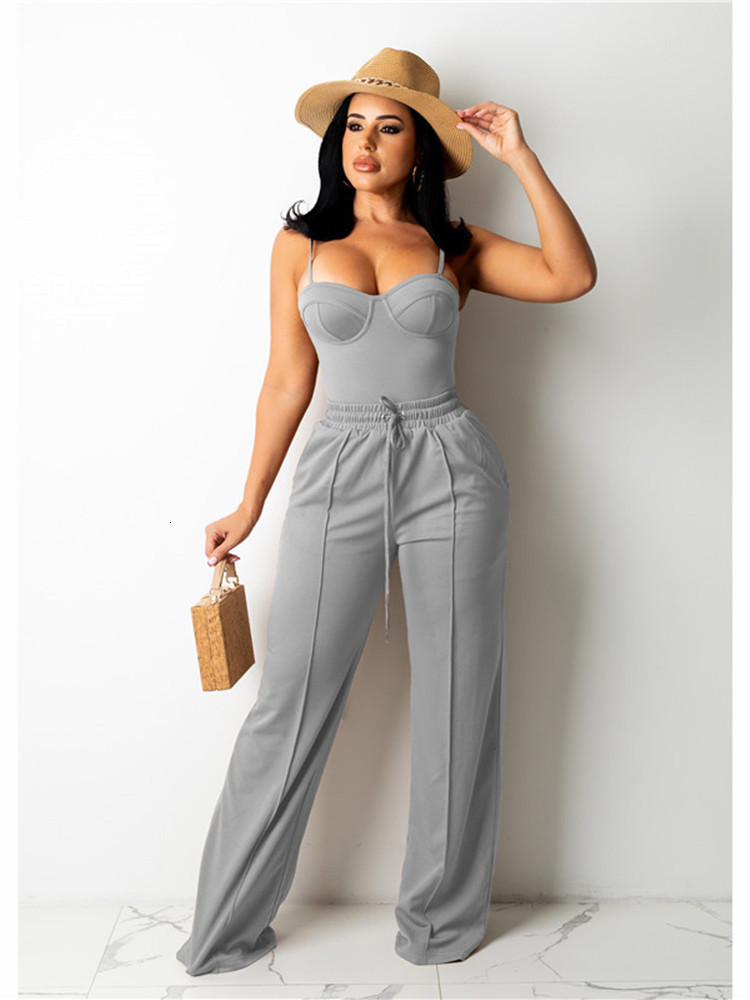 Women's Tracksuits hirigin Sexy Casual 2 Piece Set Women Workwear Sleeveless Crop Tops High Waist Wide Leg Pants Suit Office Lady Party ClubOutfi