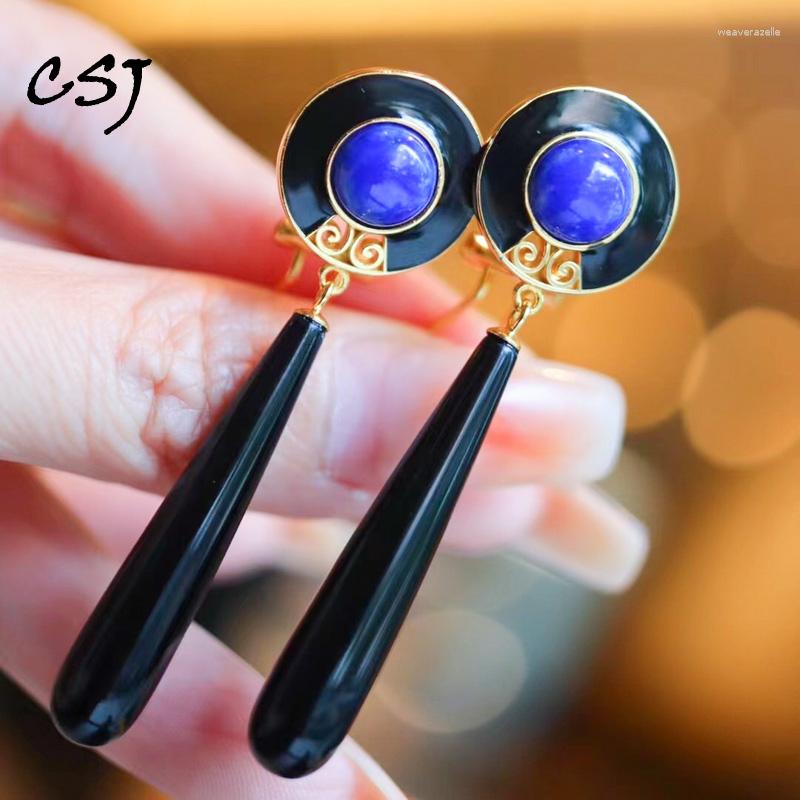 Dangle Earrings CSJ Elegant Natural Lapis Earring Sterling 925 Silver Black Agate For Women Party Birthday Christmas Hand Made Jewelry Gift
Dangle Earrings CSJ Elegant Natural Lapis Earring Sterling 925 Silver Black Agate For Women Party Birthday Christmas Hand Made Jewelry Gift