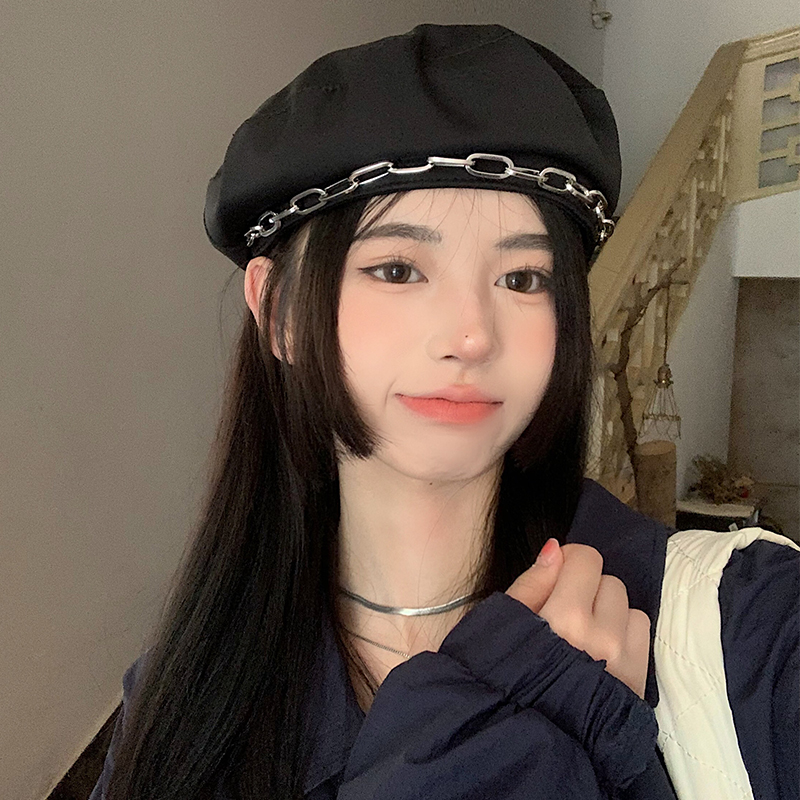 Y2K Chain Beret Hats for Women Spring and Summer Japanese Sweet Cool Big Head Painter Cap Korean Version Slim Black Berets
Y2K Chain Beret Hats for Women Spring and Summer Japanese Sweet Cool Big Head Painter Cap Korean Version Slim Black Berets