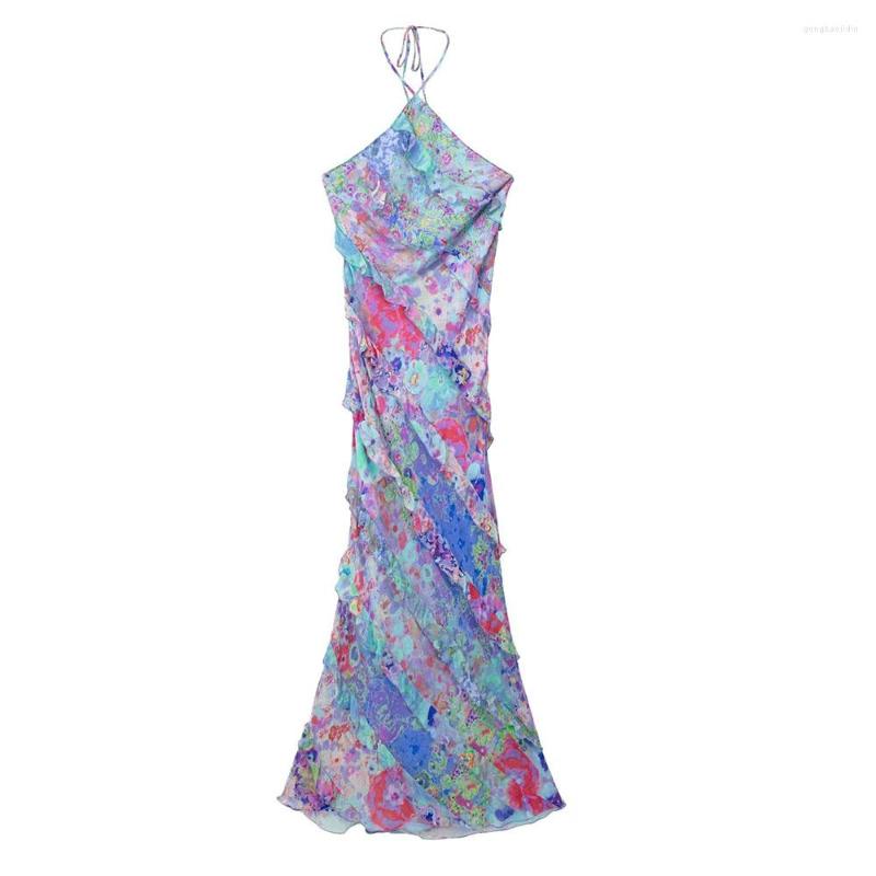 Casual Dresses Women's 2023 Fashion Slim Fit And Bohemian Print Layered Ruffle Edge Hanging Neck Retro Sleeveless Dress Mujer
Casual Dresses Women's 2023 Fashion Slim Fit And Bohemian Print Layered Ruffle Edge Hanging Neck Retro Sleeveless Dress Mujer
