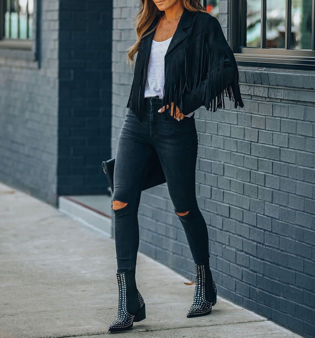 Women s Jacket Y2k Fringed Hem Tassel Cardigan Crop Tops E girl Motor Biker Jacket Suede Leather 90s Vintage Streetwear Coat Cool 230629