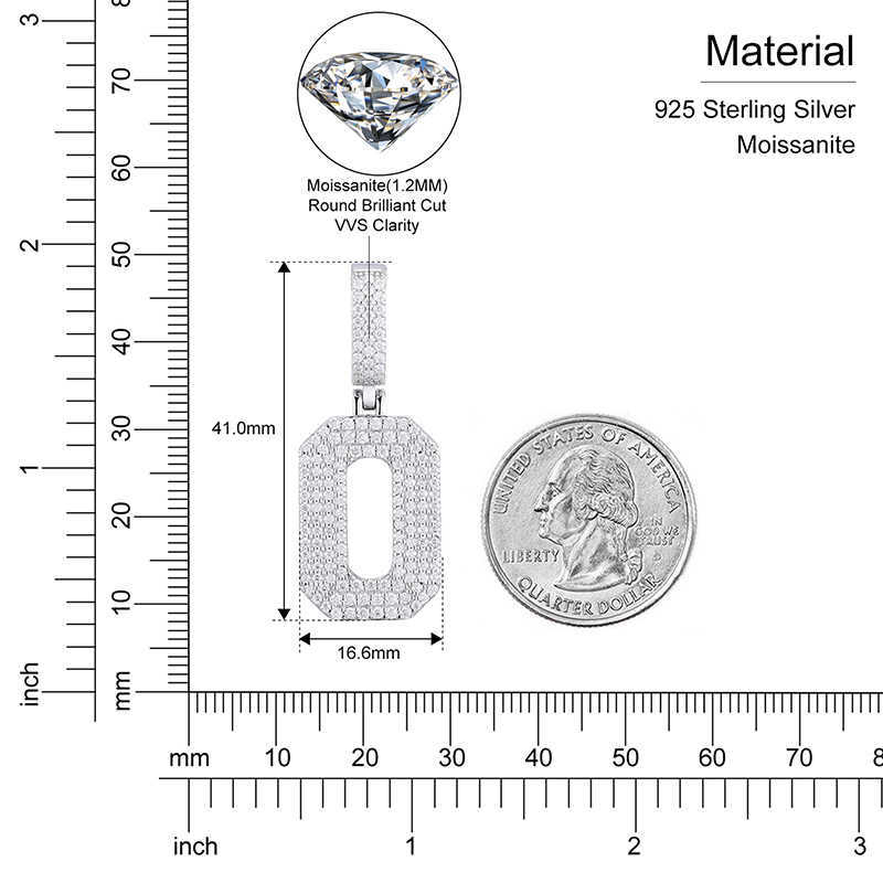 Elegant Dazzg Fine Jewelry Sterg Sier VVS Moissanite Dia Iced Out Arabic Numbers Pendant Charm Necklace For Men Women