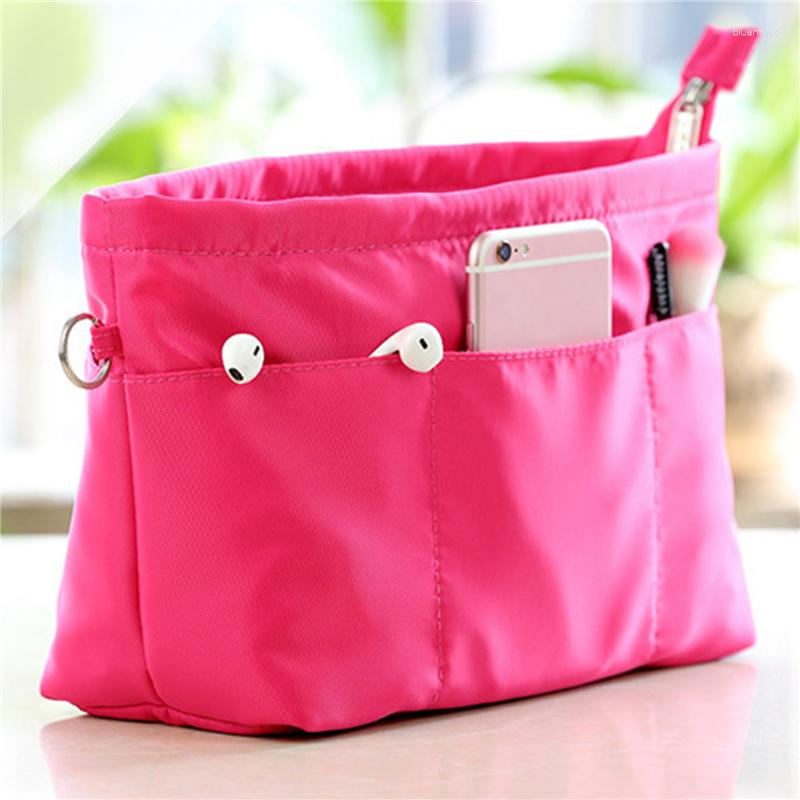 Cosmetic Bags Women Solid Color Drawstring Handbag Purse Insert Organizer Nylon Bag Portable Finishing