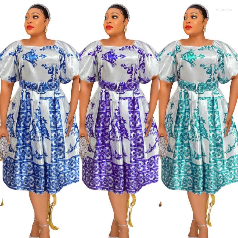 Ethnic Clothing Summer African Print Dresses Elegant Women Short Sleeve Blue Purple Green Polyester Dress Dashiki
Ethnic Clothing Summer African Print Dresses Elegant Women Short Sleeve Blue Purple Green Polyester Dress Dashiki