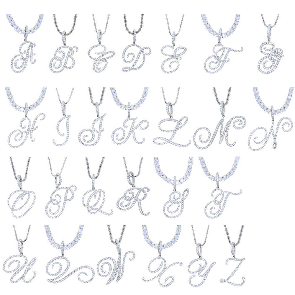 26 copperplate Alphabet pendant necklace cz paved charms customize name land initials letter jewelry